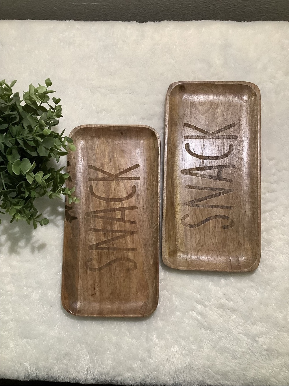 Rustic Wood 'SNACK' Serving Tray - Brown